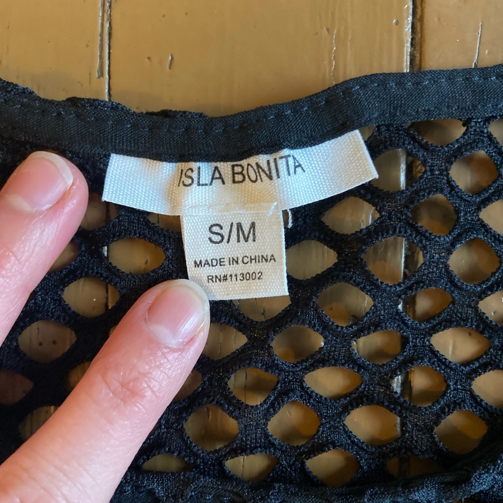 Black Mesh Crop Top - Picture 2 of 2